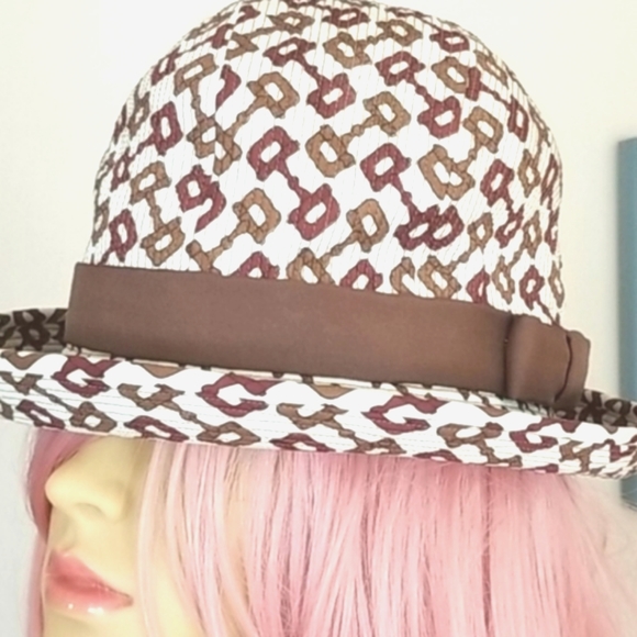 Vtg GUCCI Italy Brown Equestrian Bowler Fabric Horsebit Bucket RARE Hat - Picture 6 of 14